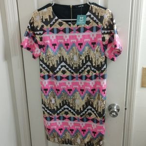 Love sequin and faux leather dress